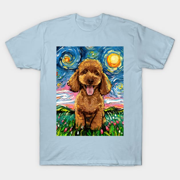 Apricot Poodle Night T-Shirt by sagittariusgallery